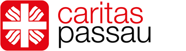 Logo Flammenkreuz der Caritas und Schriftzug Caritas Passau